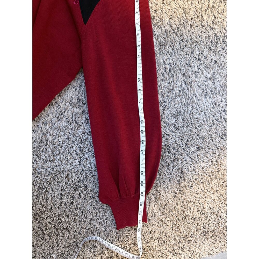 Vintage Bob Mackie Wearable Art Red Geometric Embroidered Cardigan Sweater Large - Picture 6 of 6